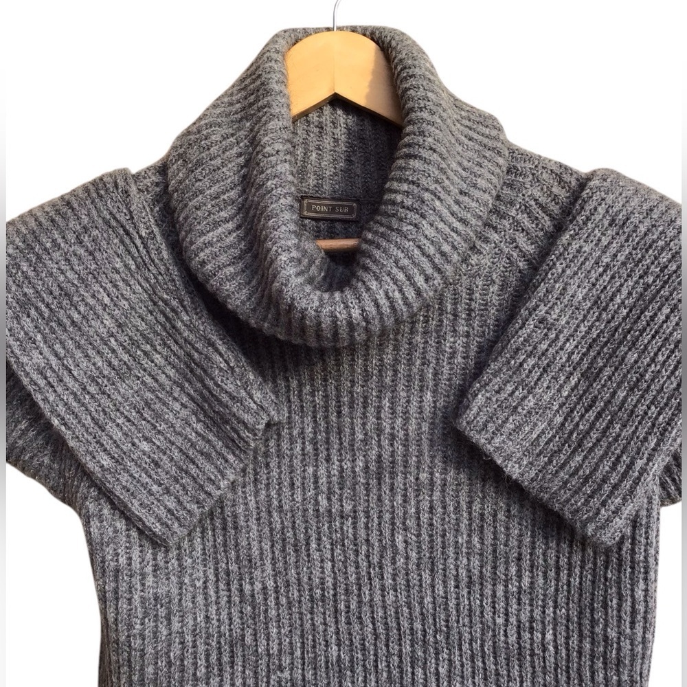 Point Sur J Crew Cozy Gray Mohair Ribbed Turtleneck Sweater - Picture 4 of 4